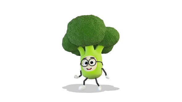 Broccoli Simple Dancing on White Background