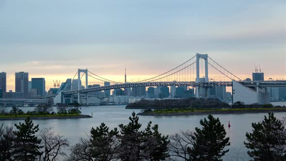 Sumida River Transport Bridge at Sunset Timelapse