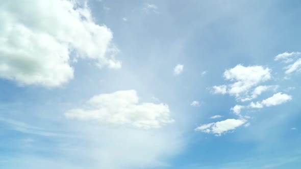 Light White Clouds Fly Across a Bright Blue Sky