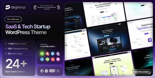 BrightHub - SaaS & Tech Startup WordPress Theme