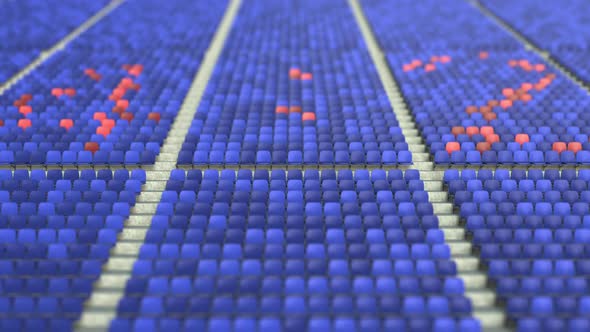 42 Score Made with Red and Blue Stadium Seats alt