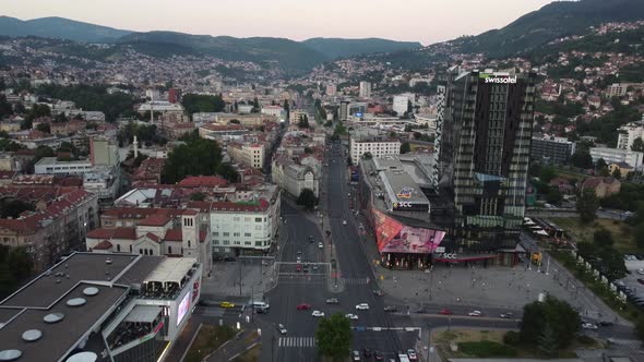 Sarajevo Main Street Capital citiy of Bosnia and Herzegovina 4K