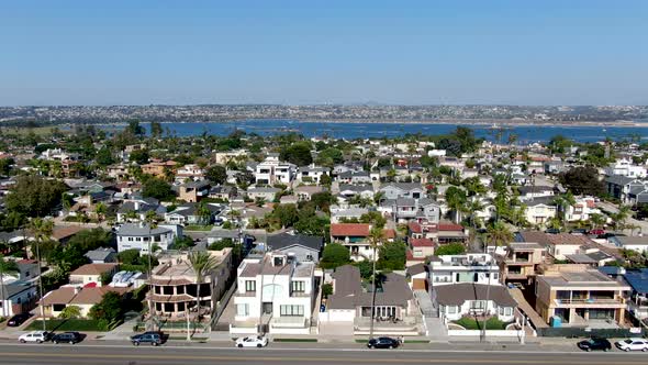 Aerial View of Mission Bay and Beaches in San Diego, California. USA