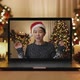 Merry Xmas eve festive virtual wishing online message laptop screen. - VideoHive Item for Sale