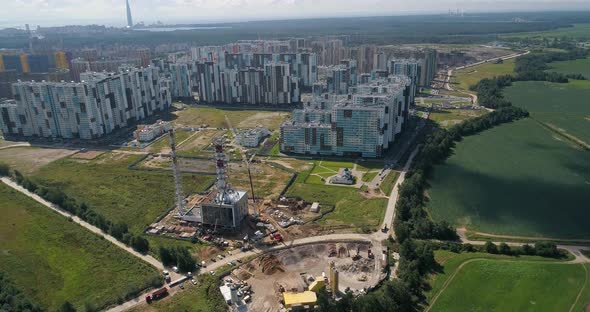 Construction Site of Gas Power Plant. Aerial Shot