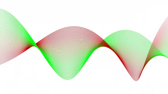 Green Red Color Shape Line Wave Animated On White Background