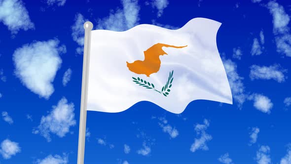 Cyprus Flaying National Flag In The Sky