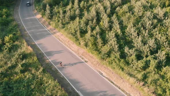 Cycling uphill in mountains