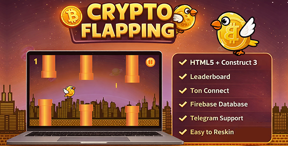 Crypto Flapping HTML5 Game – TON Connect Wallet, Telegram Mini App & Leaderboard