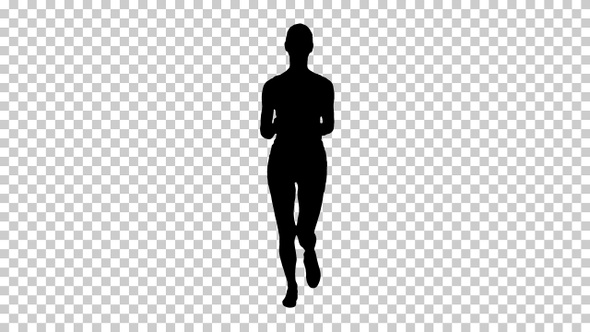 Silhouette woman running, Alpha Channel