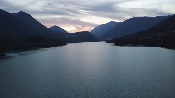 Italy Before Sunset Over the Mountain Horizon of Alpine Peaks