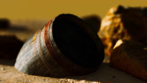 Old Wooden Barrel at Sand Beach