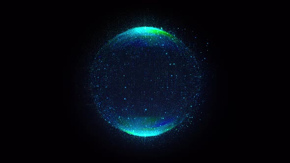 Abstract blue sphere 3D animation. Artificial intelligence