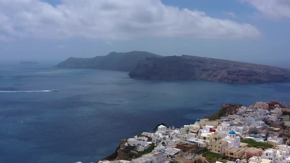Aerial view of Oia town on Santorini island
