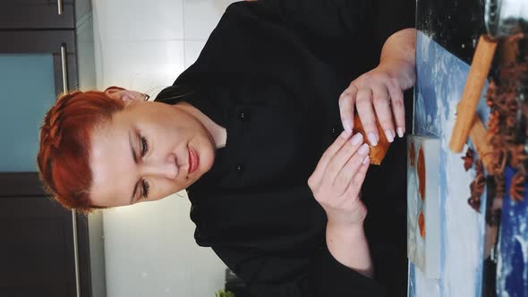 Bakery Worker Making Gingerbread Cookies By Filling Baking Dish with Pastry Dough