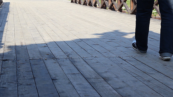 Steps on Wooden Bridge