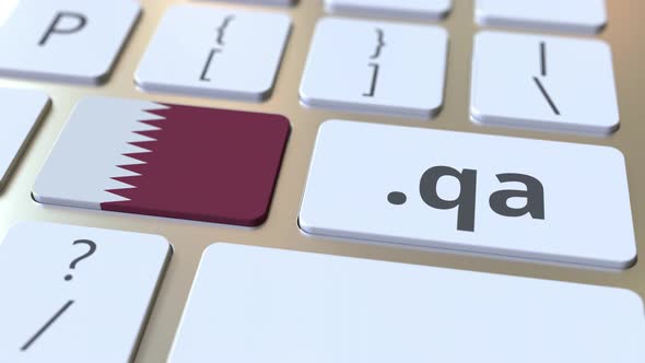 Qatari Domain .Qa and Flag of Qatar on the Buttons on the Keyboard