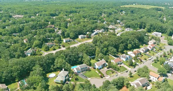 Aerial Panorama View Residential Neighborhood Complex in American Town in Monroe New Jersey US