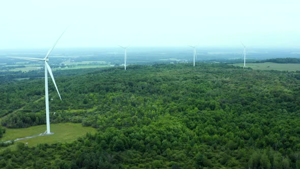 Spinning Windmills on Maple Ridge Wind Farm in the United States - Aerial Drone View in HD and 4K