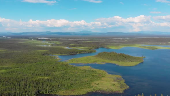 4K Drone Video of Clearwater Lake and Tanana River near Delta Junction, AK during Summer