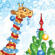 Christmas Card with Cartoon Giraffe and Cactus - GraphicRiver Item for Sale