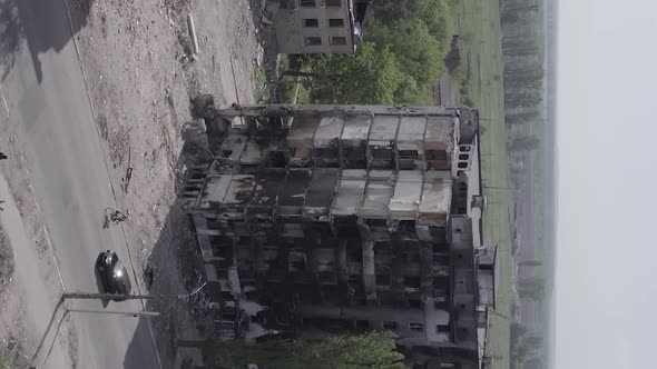 Vertical Video of a Bombed House in Borodyanka Ukraine