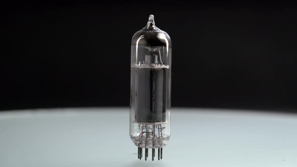 Radio Tube Close-up. Smooth Rotation of the Radio Component.