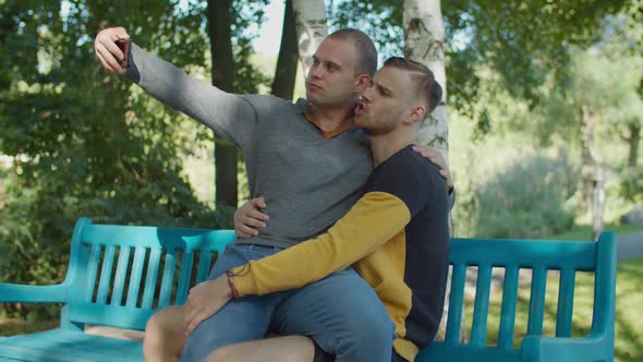 Carefree Same-sex Couple Posing for Selfie Shot