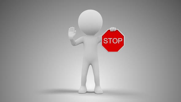 3D Man Holding Stop Sign Loop alt