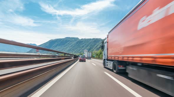 Driving on a Highway Through the Mountains and Meadows in Italy Timelapse Hyperlapse Drivelapse