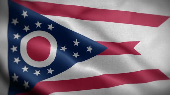 Ohio State Flag Blowing In Wind
