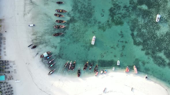 Boats in the Ocean Near the Coast of Zanzibar Tanzania Slow Motion