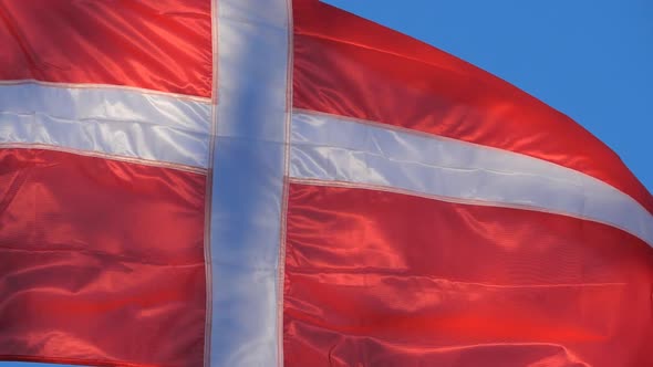 The national danish flag waving in the wind.