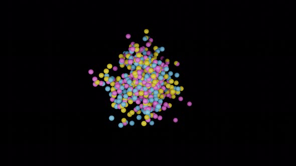 Abstract 3d animation of bursting pastel color balls