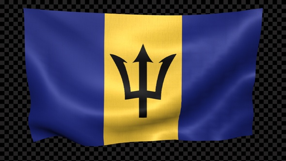 Barbados Flag Waving Looped