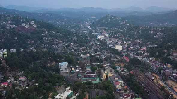 Aerial view of Kendy, a small town in Sri Lanka