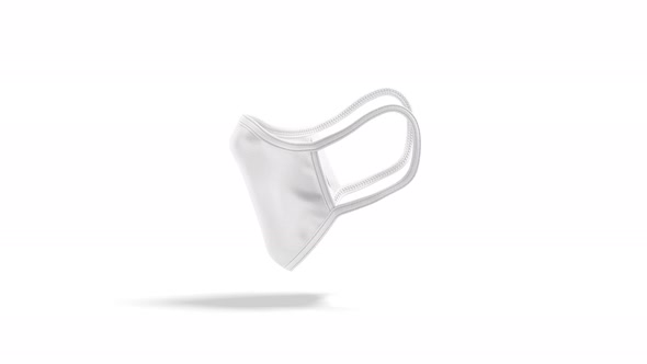 Blank white fabric face mask mockup, looped rotation