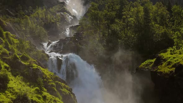 Latefossen is One of the Most Visited Waterfalls in Norway and is Located Near Skare and Odda