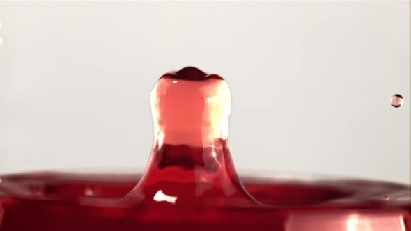 Super Slow Motion Drop of Red Wine Falls Into the Glass