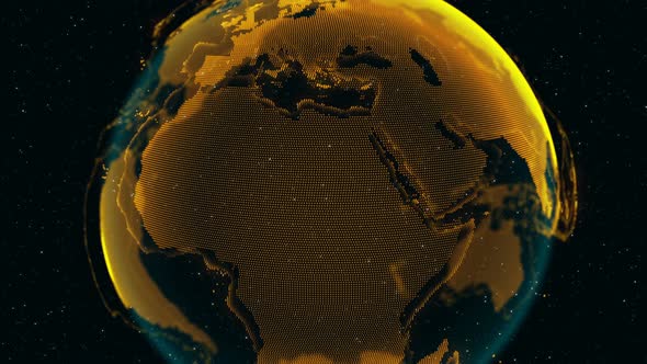 3D Digital Earth shows concept of global network. alt