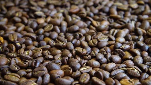 Rotating background from coffee beans.