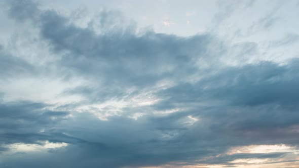 Clouds On The Orange Sky During Sunset, Many Insects, Time Lapse