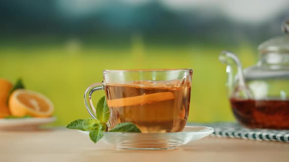 Citrus Tea in Cup Closeup