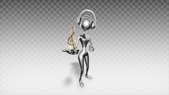 Silver 3D Woman - Cartoon Show Musical Symbol