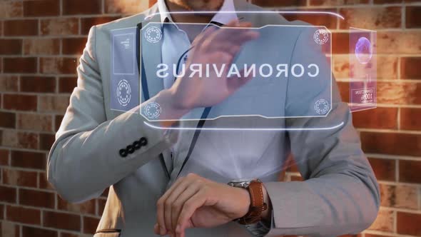 Man Uses Smartwatch Hologram Coronavirus
