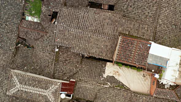 Aerial shot of a small fishing village in Xiapu County in China