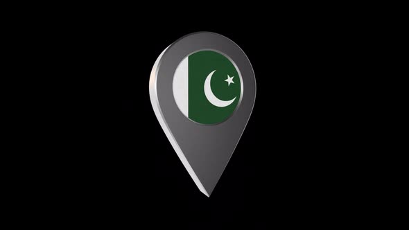 3d Animation Map Pointer With Pakistan Flag With Alpha Channel - 2K