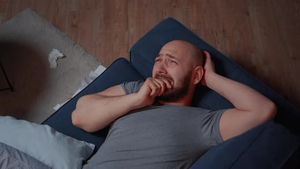 Stressed Man with Mental Health Issues Feeling Anxiety