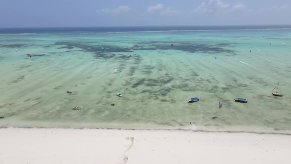 Boats in the Ocean Near the Coast of Zanzibar Tanzania