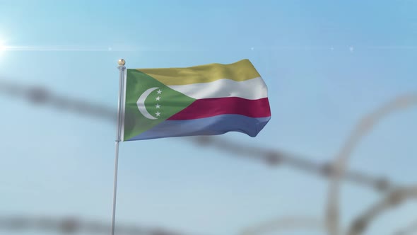 Comoros  Flag Behind Border